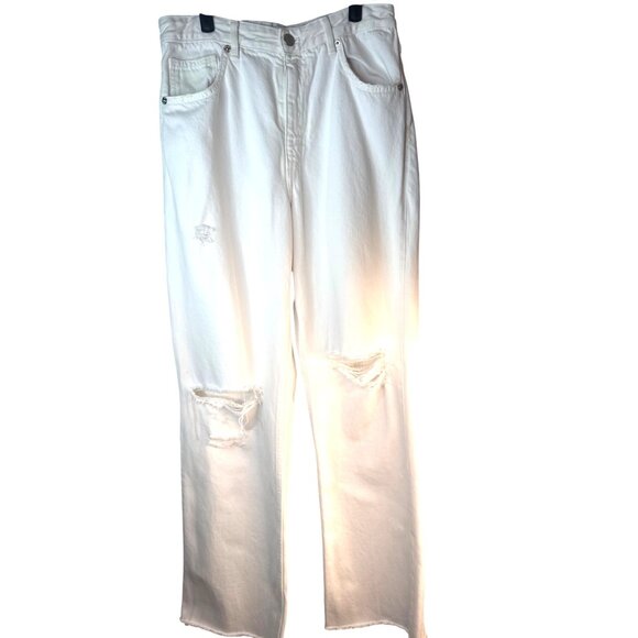 2/$30 ZARA Womens Size 8 Distressed White Jeans - Picture 1 of 15